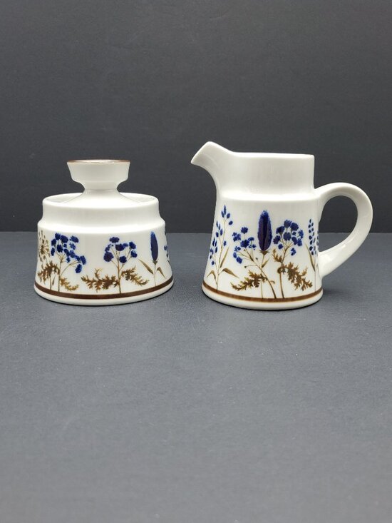 Noritake Other - Noritake Winsome Creamer & Sugar Bowl Primastone Blue Wildflowers Creamer Set